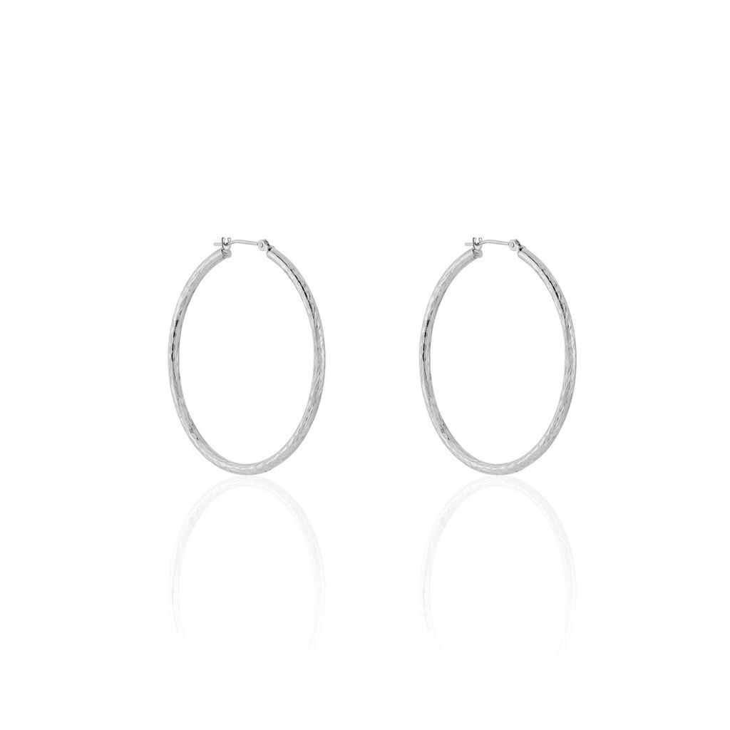 Créoles Cayla Or Blanc - Boucles d'oreilles créoles Femme | Histoire d’Or