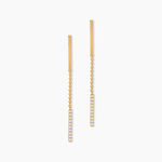 Boucles D'Oreilles Pendantes Clarie Argent Dor&eacute; A L'Or 750/1000 Oxyde De Zirconium - Boucles d'oreilles pendantes Femme | Histoire d&rsquo;Or