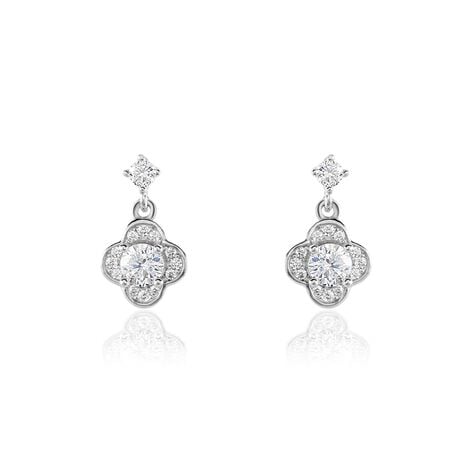 Boucles D'oreilles Pendantes Edyta Argent Blanc Oxyde De Zirconium - Boucles d'oreilles fantaisie Femme | Histoire d&rsquo;Or