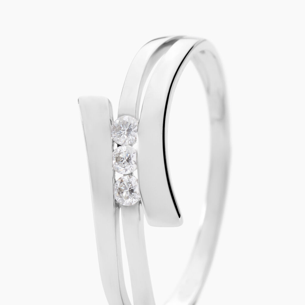 Bague Triptyque Or Blanc Diamant - Bagues avec pierre Femme | Histoire d’Or