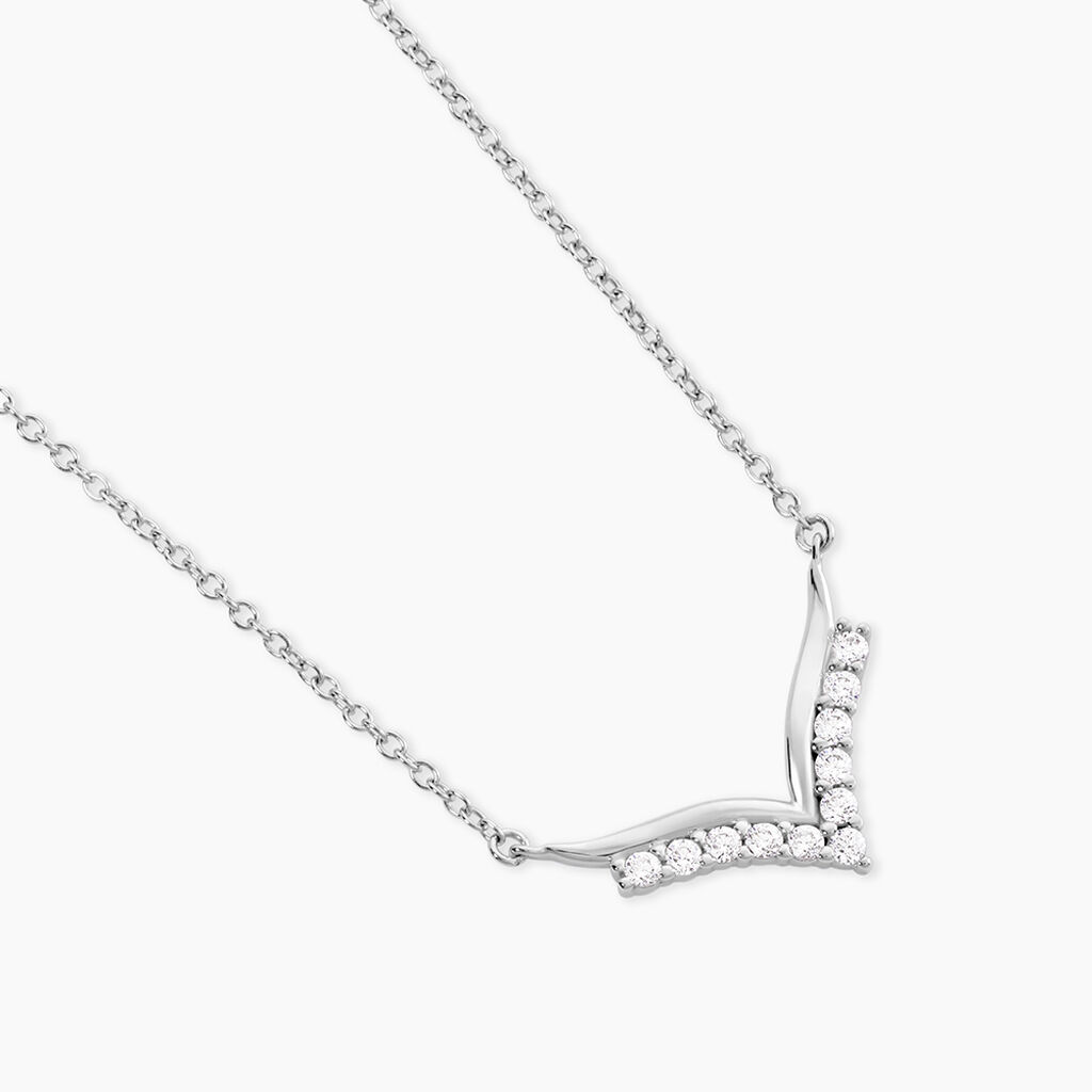 Collier Aile De Mouette Argent Blanc Oxyde De Zirconium - Colliers fantaisie Femme | Histoire d&rsquo;Or