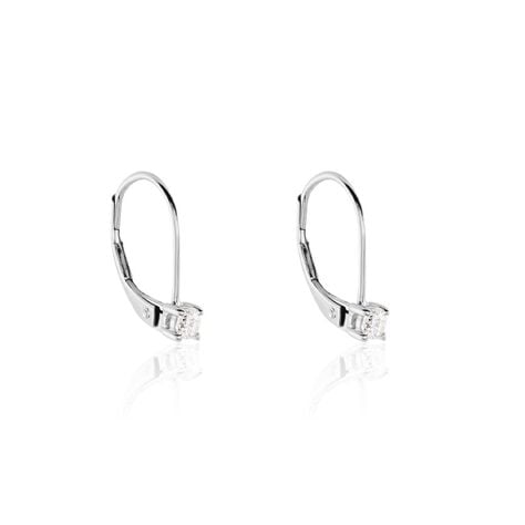Boucles D'oreilles Pendantes Victoria Or Blanc Diamant - Boucles d'oreilles pendantes Famille | Histoire d&rsquo;Or