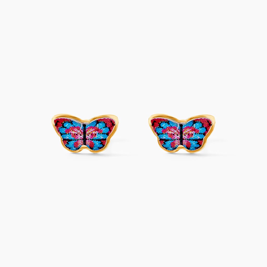 Boucles D'oreilles Puces Aurida Papillon Or Jaune - Clous d'oreilles Enfant | Histoire d’Or