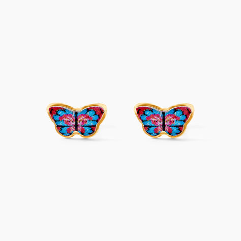 Boucles D'oreilles Puces Aurida Papillon Or Jaune - Clous d'oreilles Enfant | Histoire d’Or