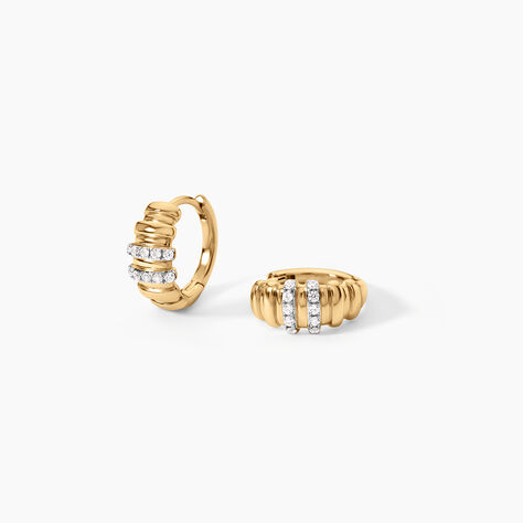 Cr&eacute;oles Sunset Riviera Argent Dor&eacute; A L'Or 750/1000 Oxyde De Zirconium - Boucles d'oreilles cr&eacute;oles Femme | Histoire d&rsquo;Or