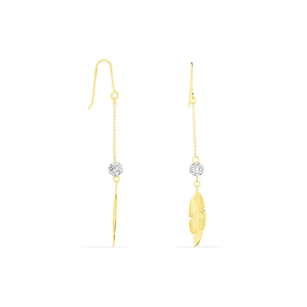 Boucles D'oreilles Pendantes Powoo Or Jaune Strass - Boucles d'oreilles pendantes Femme | Histoire d’Or