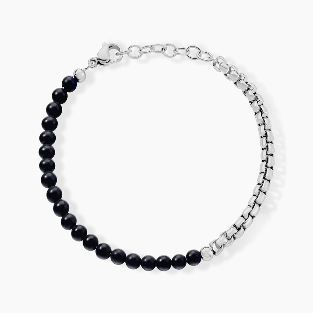 Bracelet Acier Blanc Christiano Onyx - Bracelets Homme | Histoire d&rsquo;Or