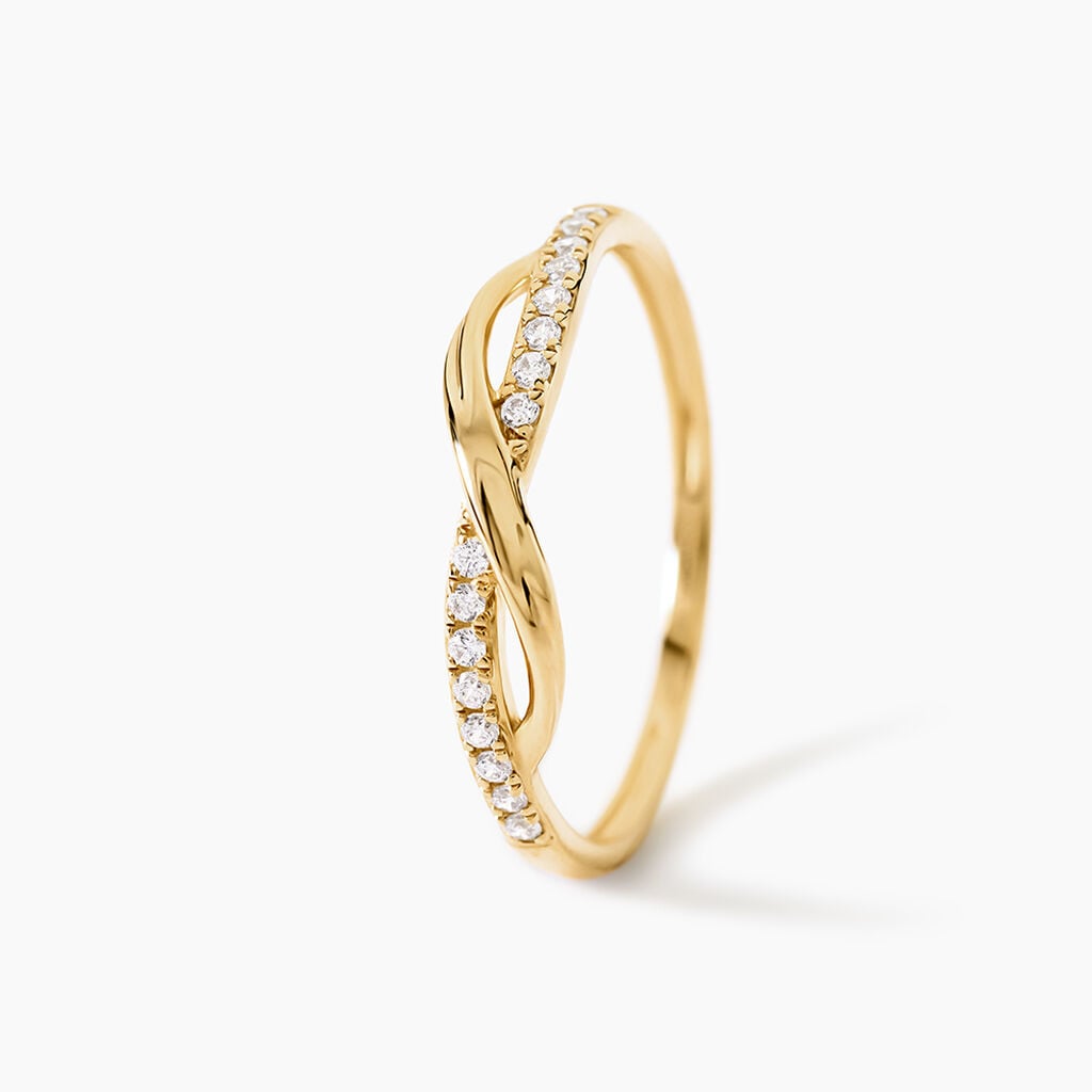 Bague Cass Argent Dor&eacute; A L'Or 750/1000 Oxyde De Zirconium - Bagues avec pierre Femme | Histoire d&rsquo;Or
