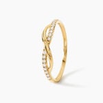 Bague Cass Argent Dor&eacute; A L'Or 750/1000 Oxyde De Zirconium - Bagues avec pierre Femme | Histoire d&rsquo;Or