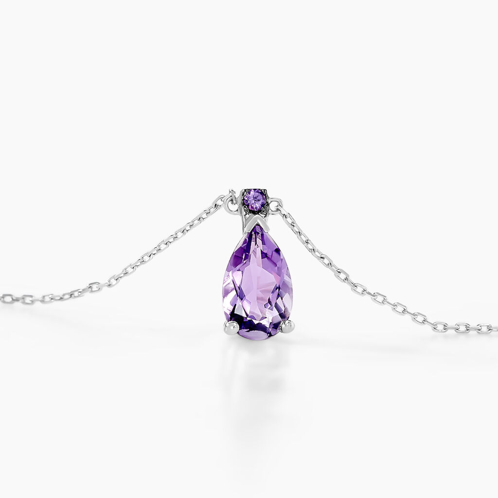 Collier Yrene Or Blanc Amethyste - Colliers Femme | Histoire d&rsquo;Or