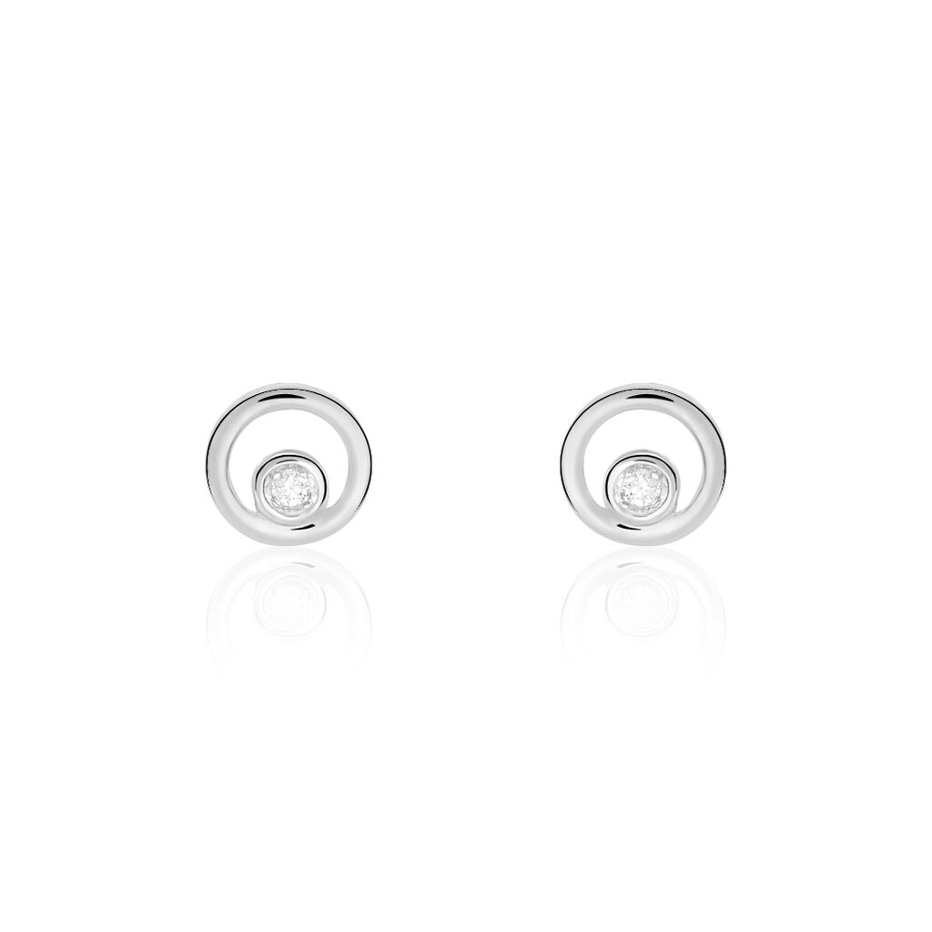 Boucles D'oreilles Puces Fidelia Or Blanc Diamant - Clous d'oreilles Femme | Histoire d’Or