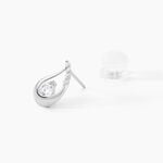 Boucles D'oreilles Puces Helie Goutte Or Blanc Oxyde De Zirconium - Clous d'oreilles Femme | Histoire d&rsquo;Or