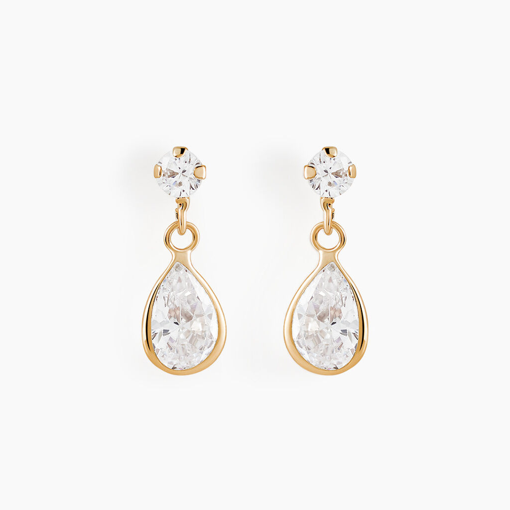 Boucles D'oreilles Pendantes Lika Or Jaune Oxyde De Zirconium - Boucles d'oreilles pendantes Femme | Histoire d&rsquo;Or