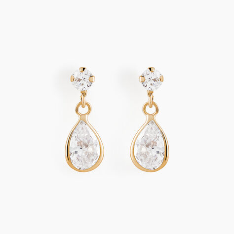 Boucles D'oreilles Pendantes Lika Or Jaune Oxyde De Zirconium - Boucles d'oreilles pendantes Femme | Histoire d&rsquo;Or