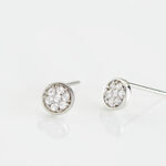 Boucles D'oreilles Puces Dorie Pastille Serti Clos Or Blanc Oxyde - Clous d'oreilles Femme | Histoire d&rsquo;Or