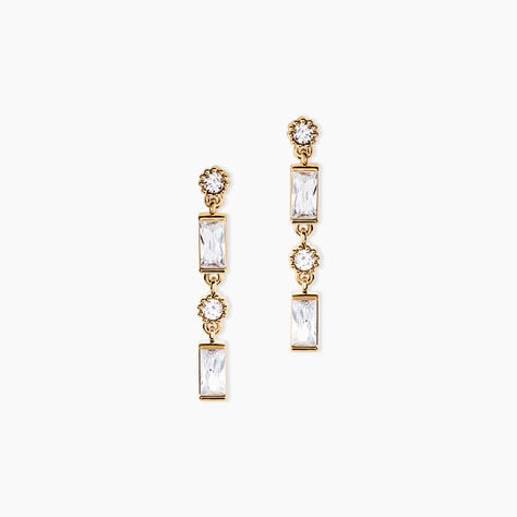 Boucles D'Oreilles Pendantes Estela Plaque Or Jaune Oxyde De Zirconium - Boucles d'oreilles fantaisie Femme | Histoire d&rsquo;Or