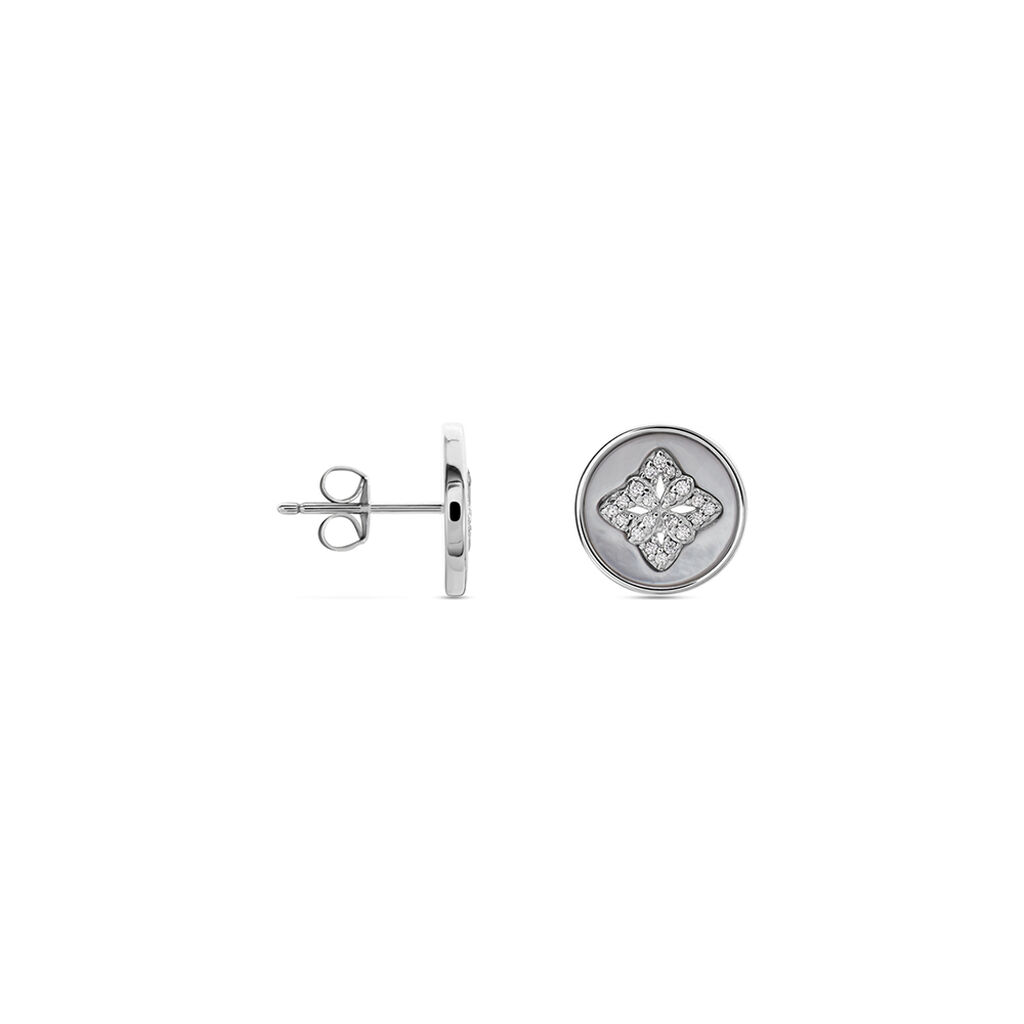 Boucles D'oreilles Puces Alexine Argent Blanc Oxyde De Zirconium - Boucles d'oreilles fantaisie Femme | Histoire d&rsquo;Or