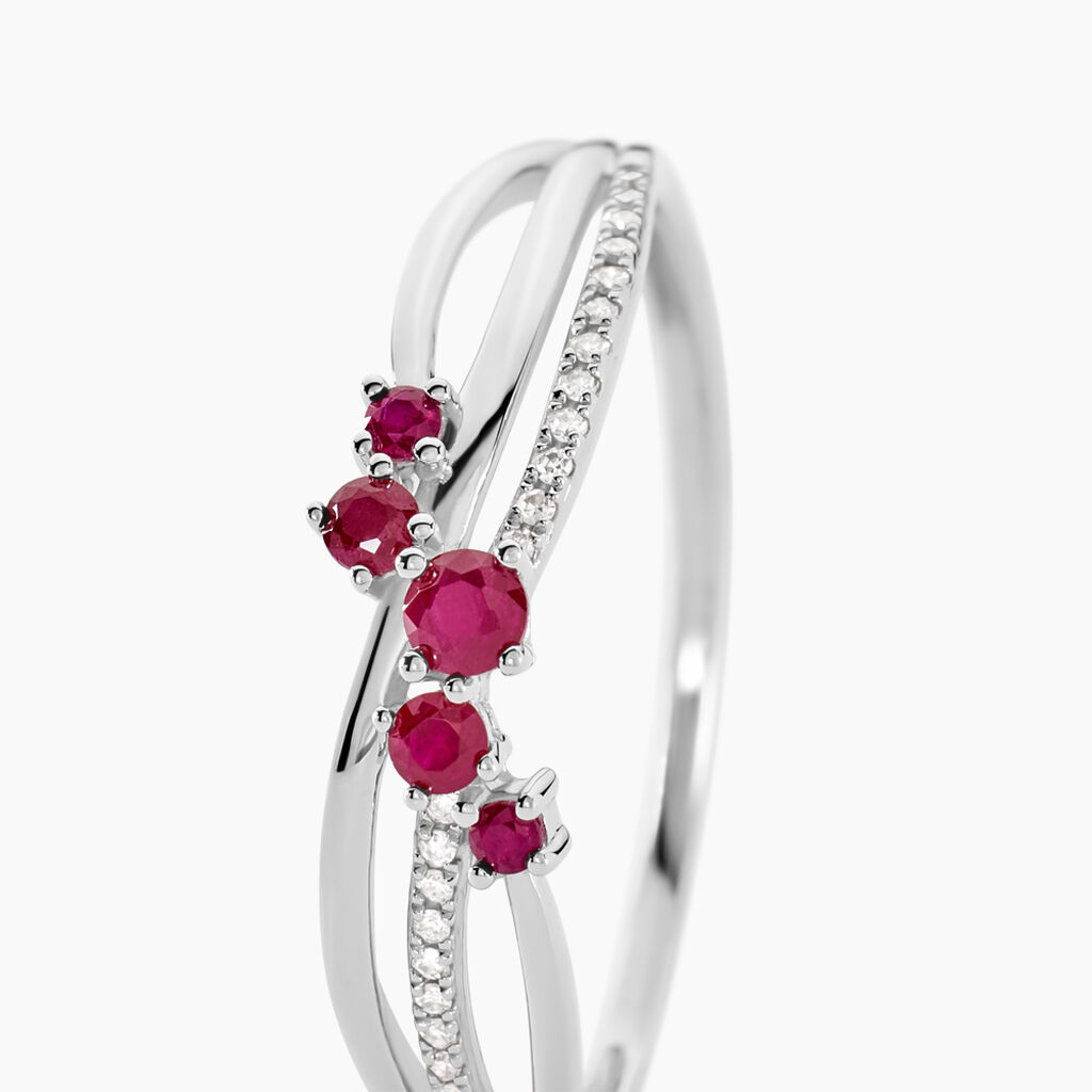 Bague Amarylis Or Blanc Rubis Diamant - Bagues avec pierre Femme | Histoire d’Or