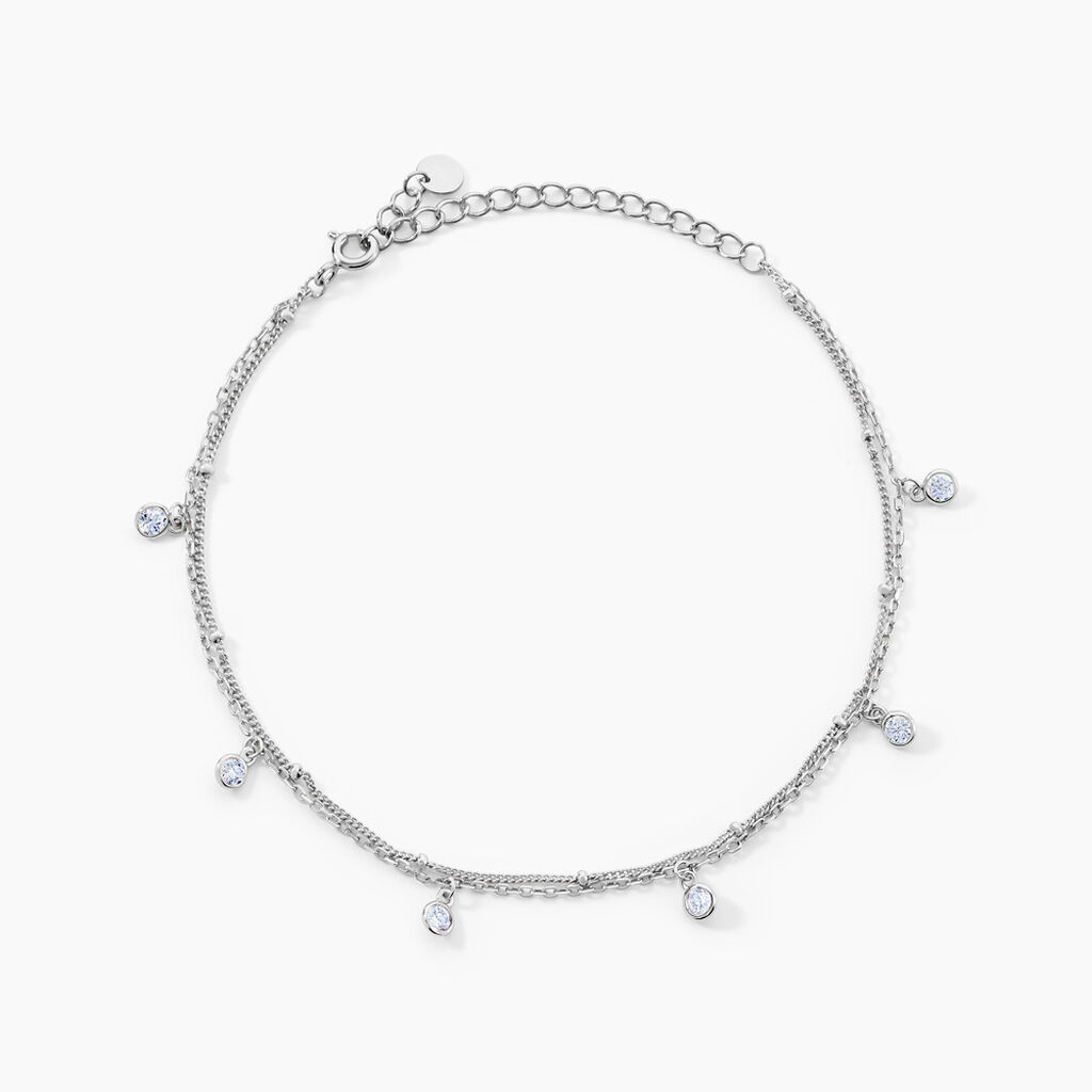 Chaîne De Cheville Heidi Argent Blanc Oxyde De Zirconium - Chaînes de cheville Femme | Histoire d’Or