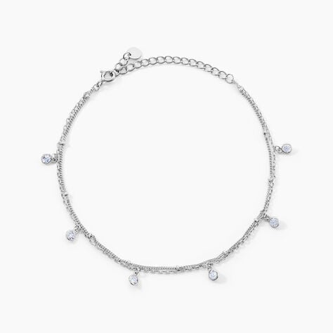 Chaîne De Cheville Heidi Argent Blanc Oxyde De Zirconium - Chaînes de cheville Femme | Histoire d’Or