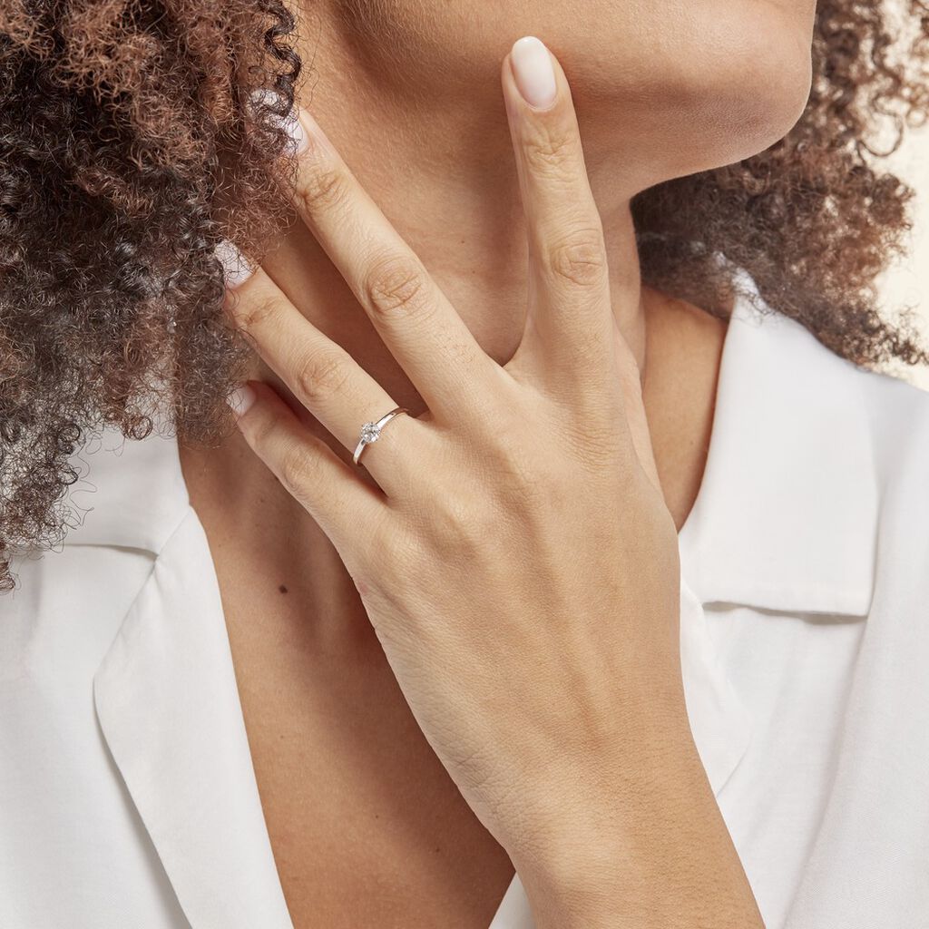 Bague Solitaire Natalia Or Blanc Diamant - Bagues solitaires Femme | Histoire d’Or