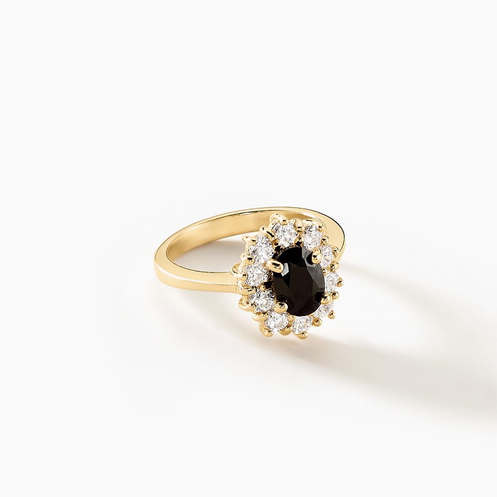 Bague or jaune pierre bleue clearance