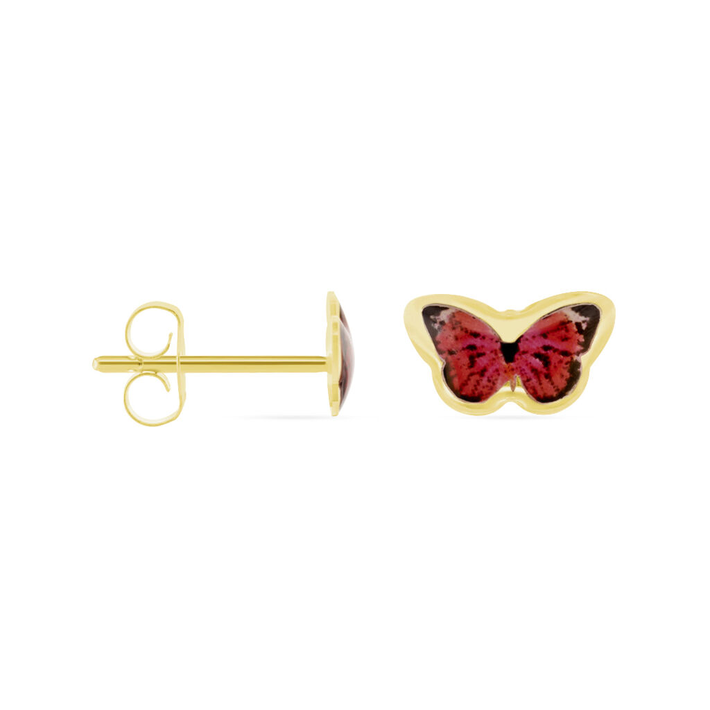 Boucles D'oreilles Puces Sulivia Papillon Or Jaune - Clous d'oreilles Enfant | Histoire d’Or