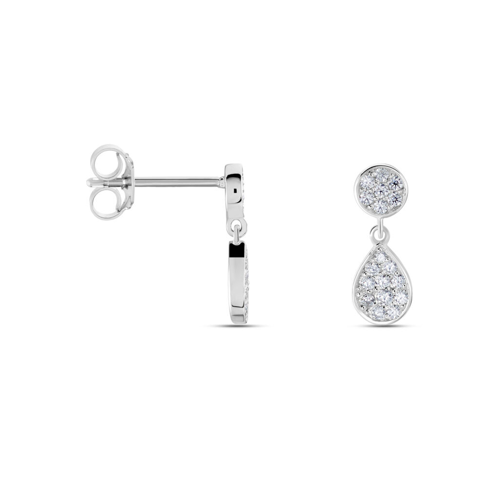 Boucles D'oreilles Pendantes Aletha Argent Blanc Oxyde De Zirconium - Boucles d'oreilles fantaisie Femme | Histoire d’Or