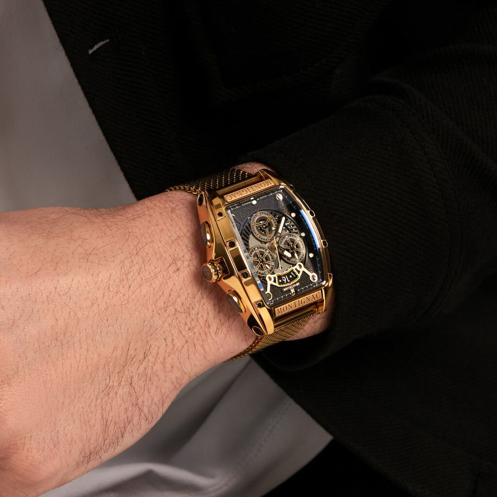 Montre Montignac Tonneau Noir - Id&eacute;es cadeaux Homme | Histoire d&rsquo;Or