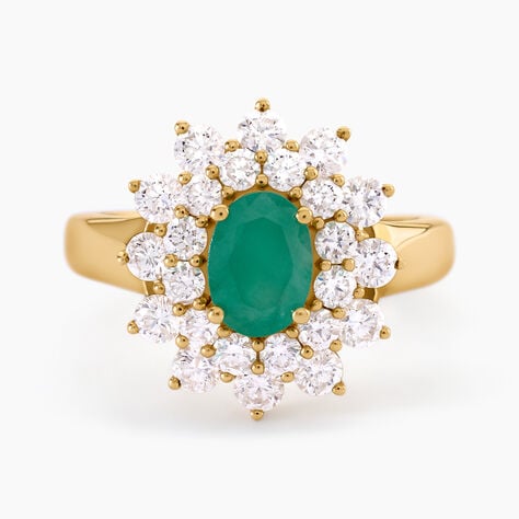 Bague Ivan Or Jaune Emeraude Et Diamant - Bagues de fian&ccedil;ailles ovale Femme | Histoire d&rsquo;Or