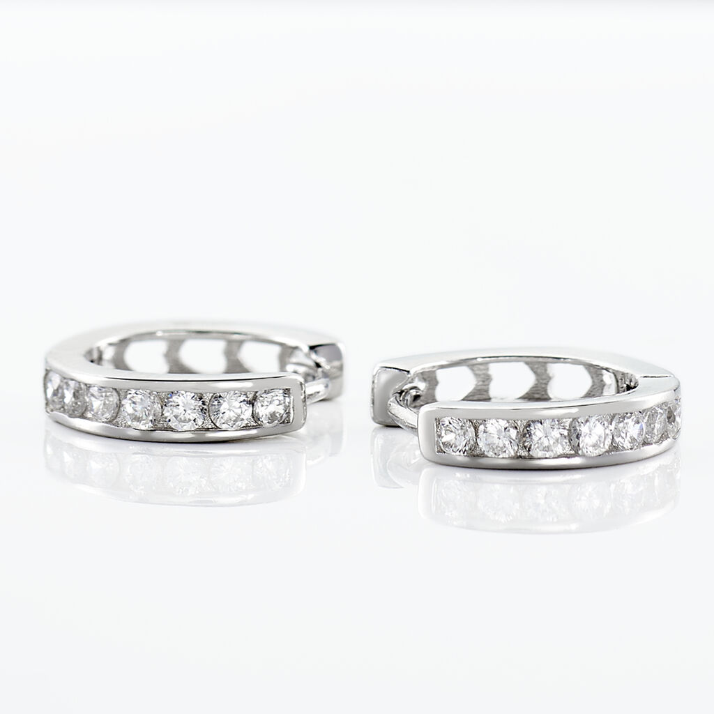 Créoles Anne-sixtine Argent Blanc Oxyde De Zirconium - Boucles d'oreilles créoles Femme | Histoire d’Or