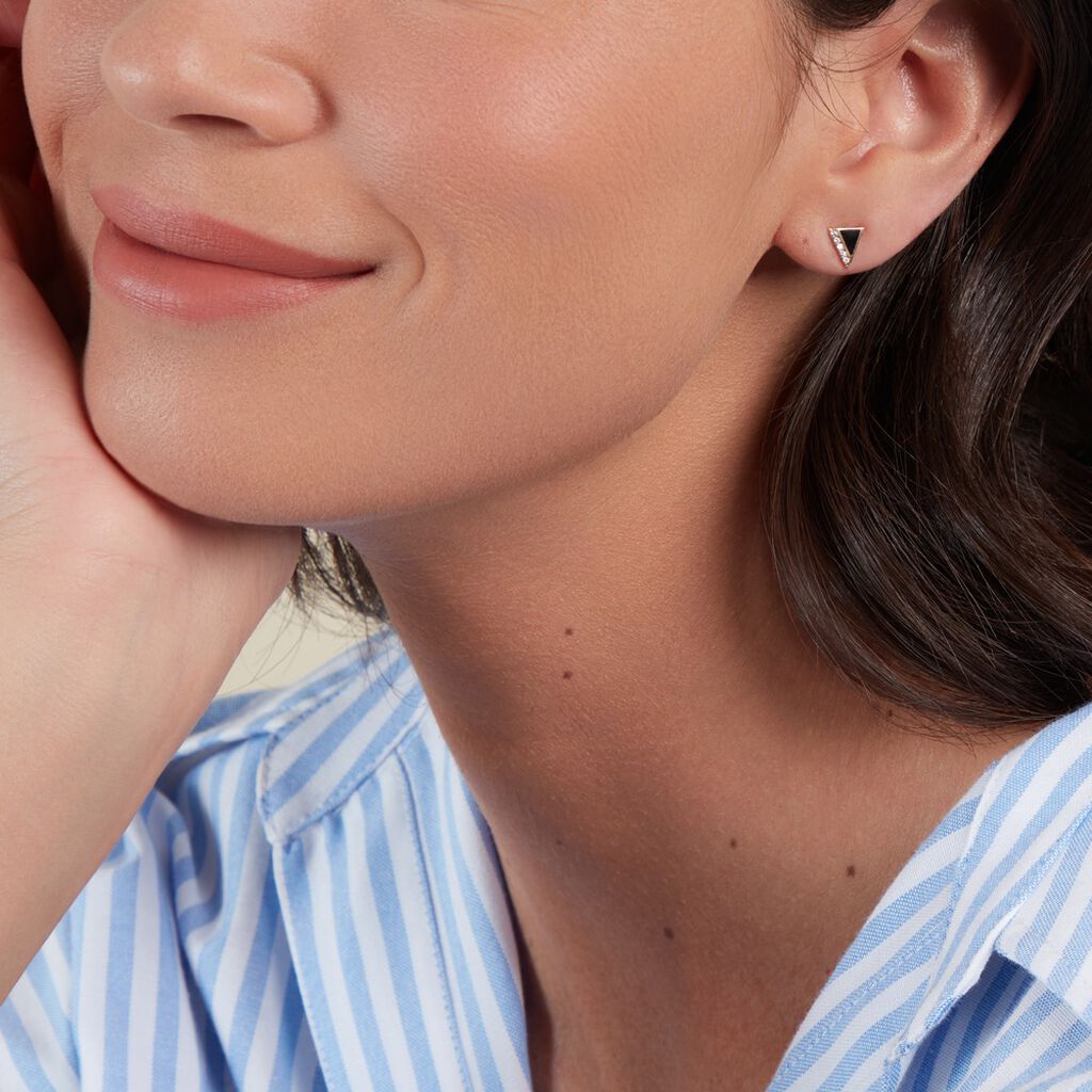 Boucles D'oreilles Puces Seymour Or Jaune Oxyde De Zirconium - Clous d'oreilles Femme | Histoire d’Or