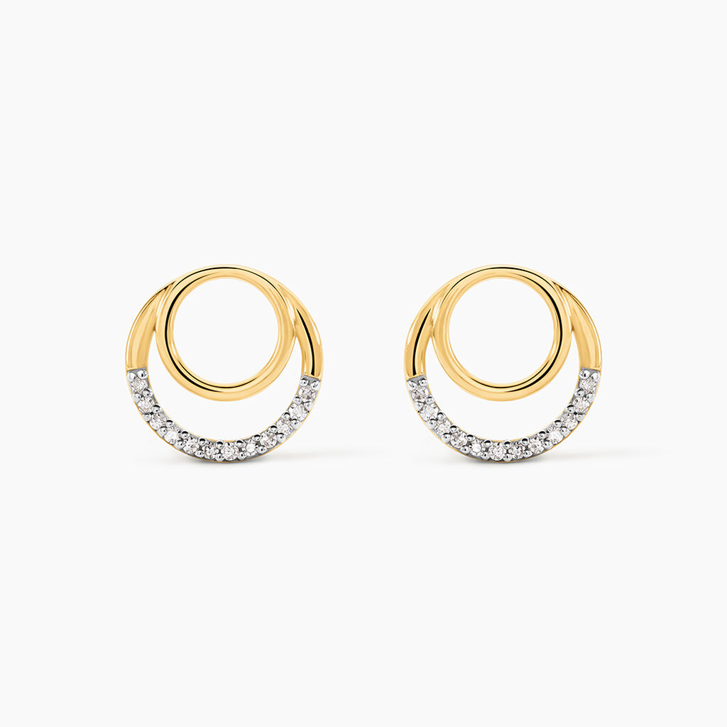 Boucles D'oreilles Puces Atlanta Or Jaune Diamant - Clous d'oreilles Femme | Histoire d&rsquo;Or