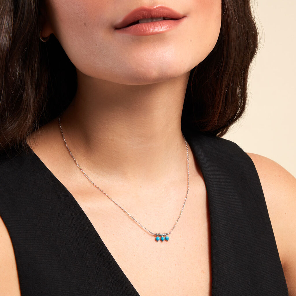 Collier Della Argent Blanc Turquoise - Colliers fantaisie Femme | Histoire d’Or