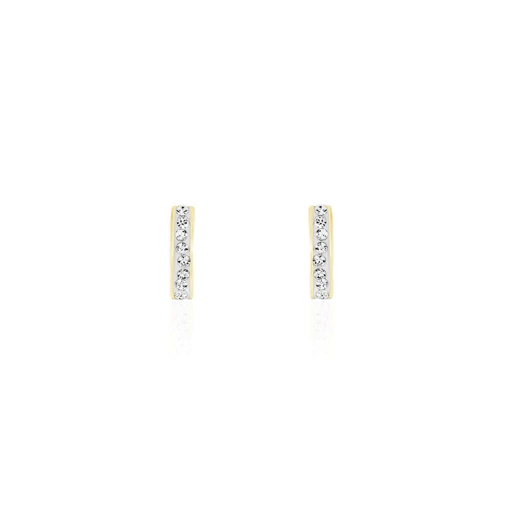 Boucles D'oreilles Puces Youssa Barrettes Or Jaune Strass - Clous d'oreilles Femme | Histoire d’Or