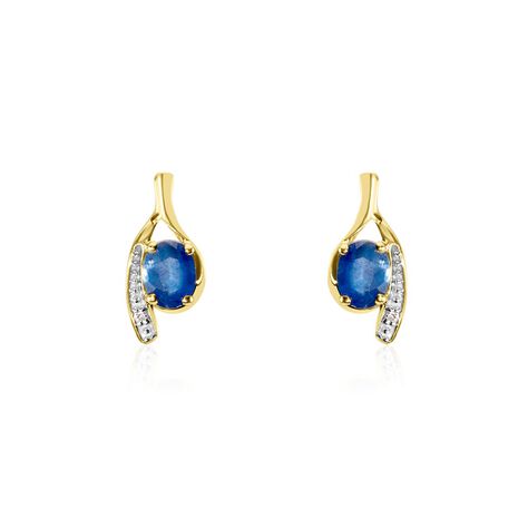 Bijoux D'oreilles Emotion Or Jaune Saphir Diamant - Clous d'oreilles Femme | Histoire d’Or