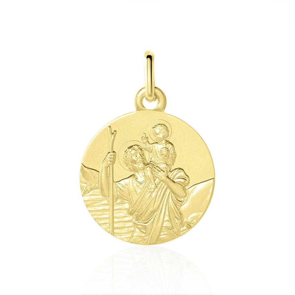 Médaille religieuse en or jaune figurant Saint Christoph…