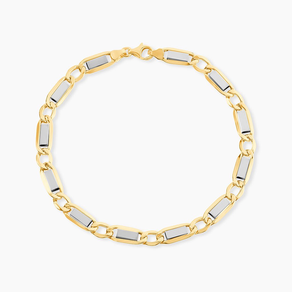 Bracelet Danae Plaquette Or Bicolore - Bracelets cha&icirc;ne Homme | Histoire d&rsquo;Or