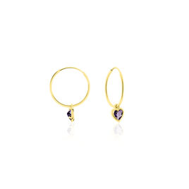 Créoles Marsie Coeur Or Jaune Amethyste - Boucles d'oreilles créoles Femme | Histoire d’Or