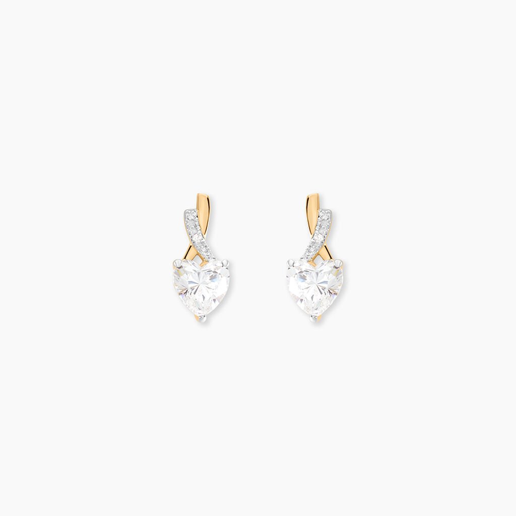Boucles D'oreilles Puces Clothilde Or Jaune Oxyde De Zirconium - Clous d'oreilles Femme | Histoire d&rsquo;Or