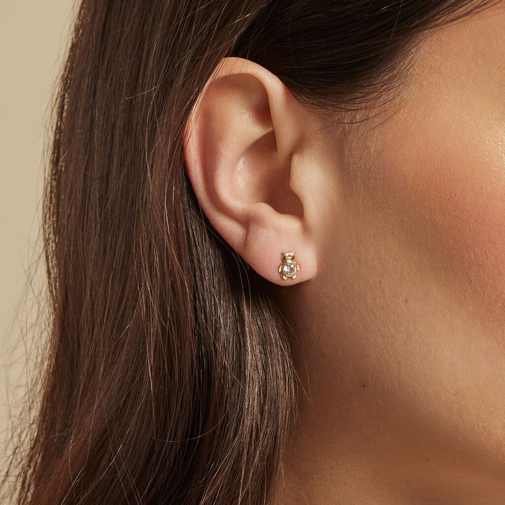 Boucles D'oreilles Puces Winny Or Jaune Oxyde De Zirconium - Clous d'oreilles Enfant | Histoire d’Or