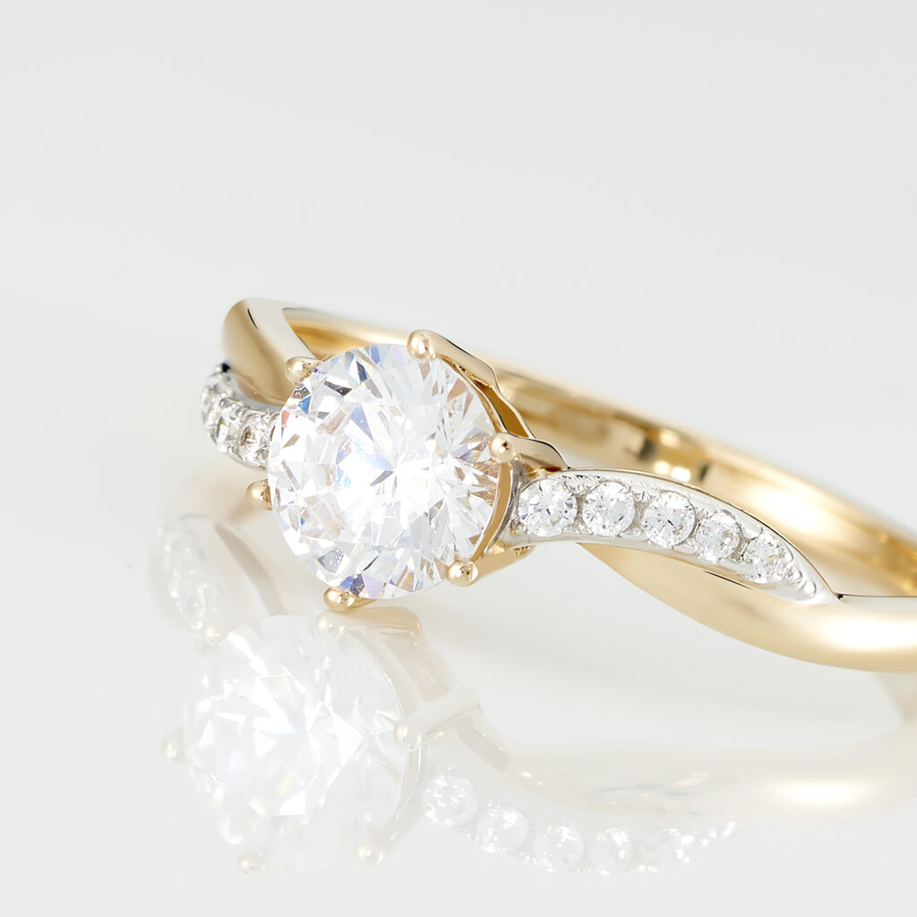 Bague Filipa Or Bicolore Oxyde De Zirconium - Bagues solitaires Femme | Histoire d&rsquo;Or
