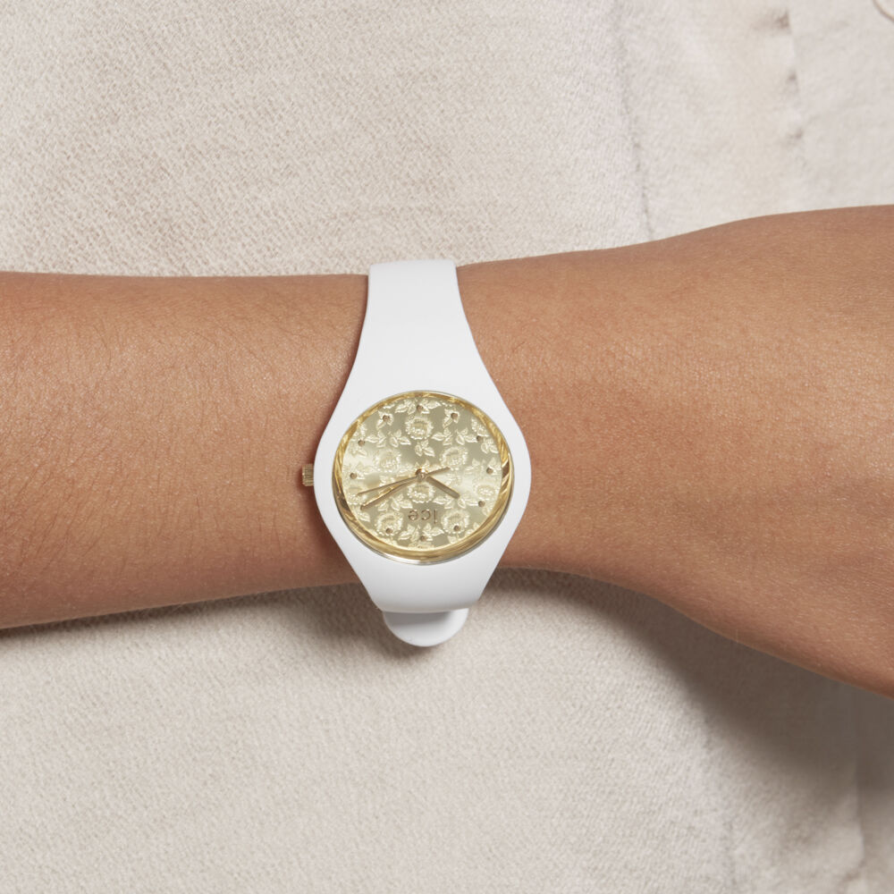 Montre blanche shop et or