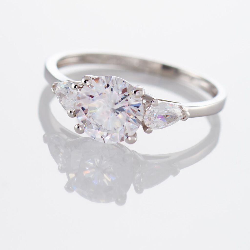 Bague Giana Or Blanc Oxyde De Zirconium - Bagues solitaires Femme | Histoire d&rsquo;Or