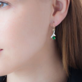 Boucles D'oreilles Pendantes Dyanah Plaque Or Pierre Et Oxyde - Boucles d'oreilles fantaisie Femme | Histoire d’Or