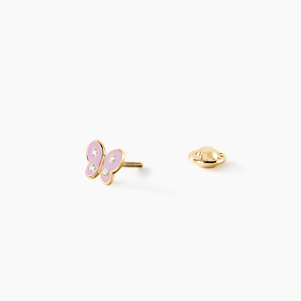 Boucles D'Oreilles Puces Pierrine Or Jaune Oxyde De Zirconium - Boucles d'oreilles 18 carats Femme | Histoire d&rsquo;Or