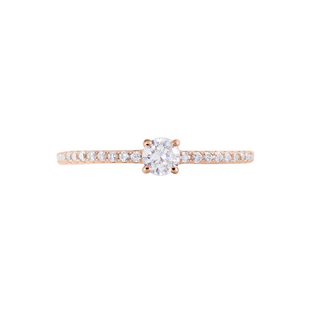 Bague Solitaire Ursi Argent Rose Oxyde De Zirconium - Bagues solitaires Femme | Histoire d’Or