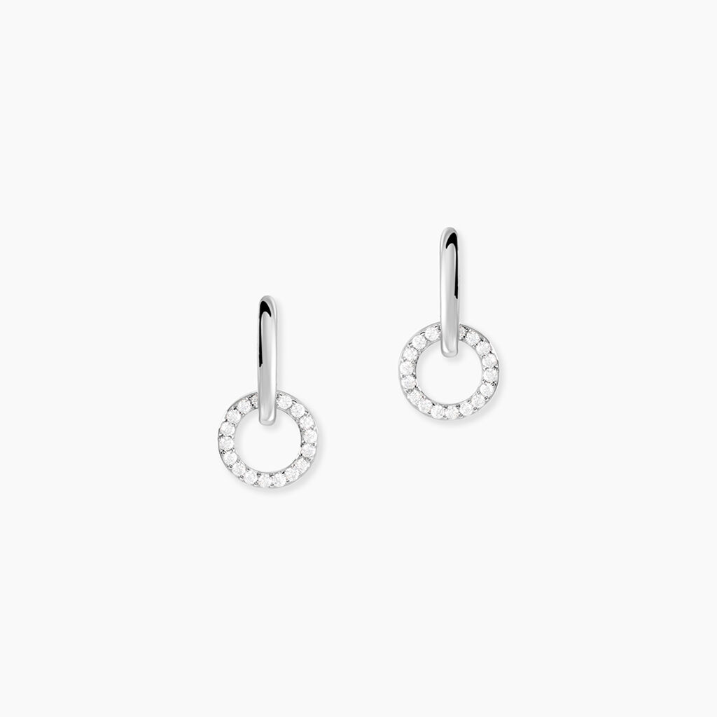 Cr&eacute;oles Riva Argent Blanc Oxyde De Zirconium - Boucles d'oreilles cr&eacute;oles Femme | Histoire d&rsquo;Or