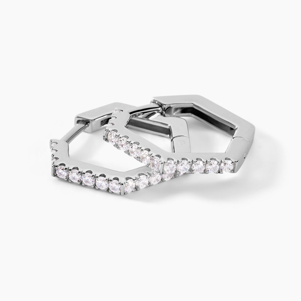 Créoles Corentine Argent Blanc Oxyde De Zirconium - Boucles d'oreilles créoles Femme | Histoire d’Or