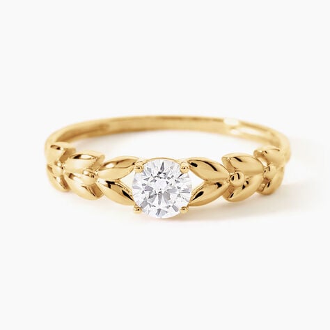 Bague Alexine Argent Dor&eacute; A L'Or 750/1000 Oxyde De Zirconium - Bagues solitaires Femme | Histoire d&rsquo;Or